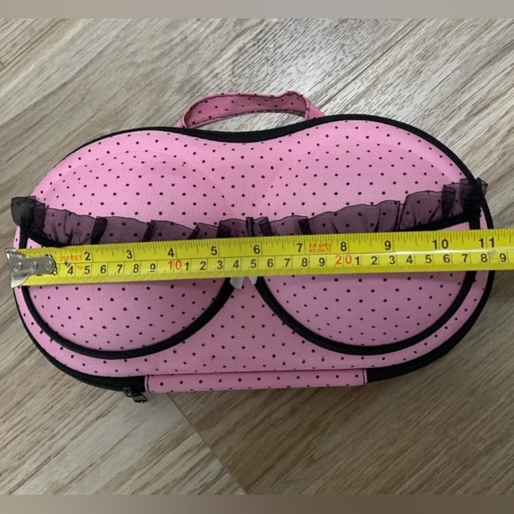 Bustier/Bra Case - Pink/Black Polka Dot. Also a cute storage/makeup bag! - Picture 3 of 5